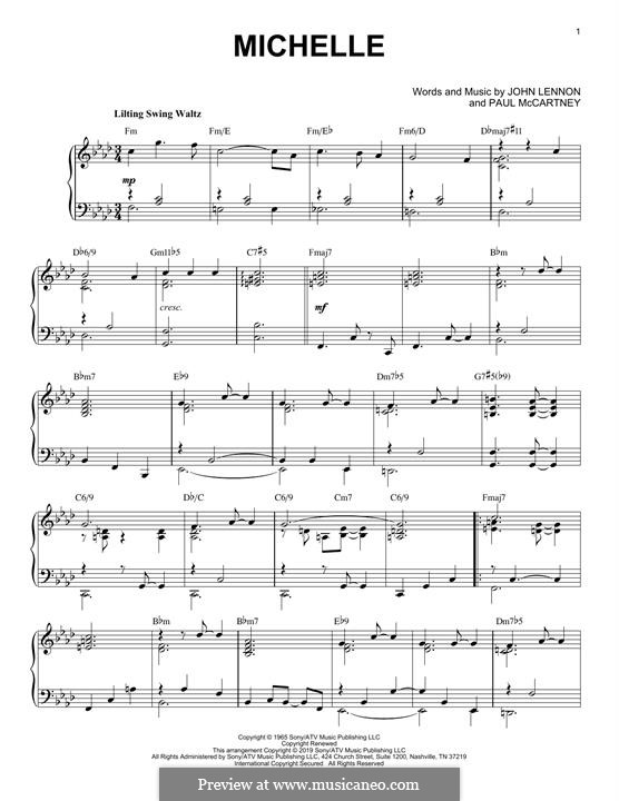 Michelle (The Beatles), for One Instrument: Для фортепиано (jazz version) by John Lennon, Paul McCartney