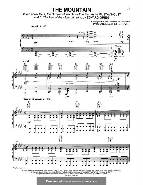 The Mountain (Trans-Siberian Orchestra): Для фортепиано (легкий уровень) by Эдвард Григ, Paul O'Neill, Jon Oliva