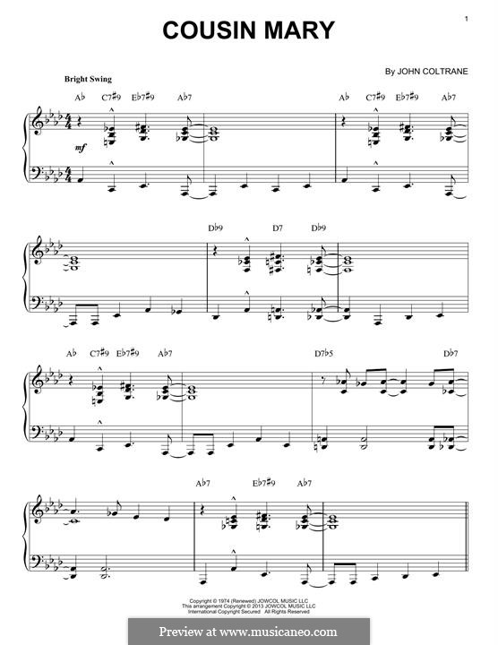 Cousin Mary: Для фортепиано by John Coltrane