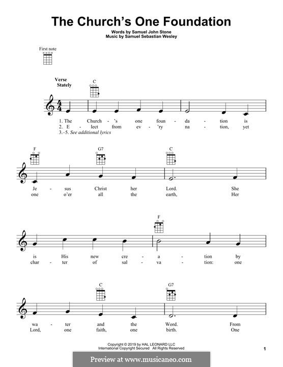 The Church's One Foundation: Для укулеле by Сэмюэль Себастьян Уэсли