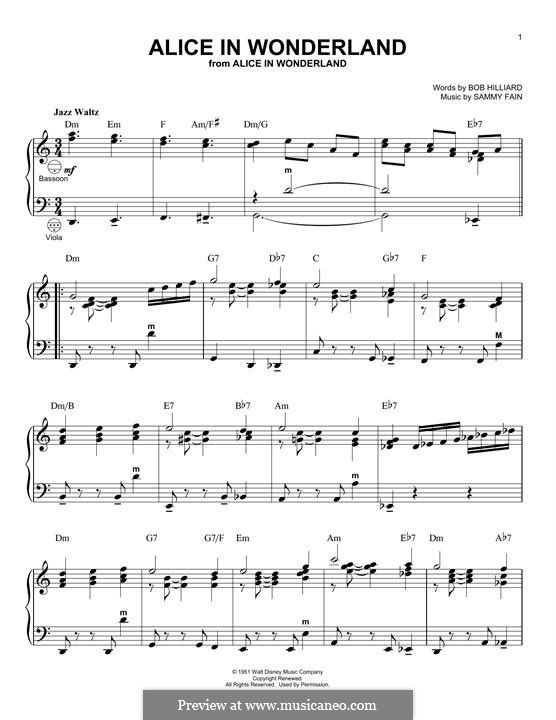 Alice in Wonderland (Bill Evans): Для аккордеона by Bob Hilliard, Sammy Fain