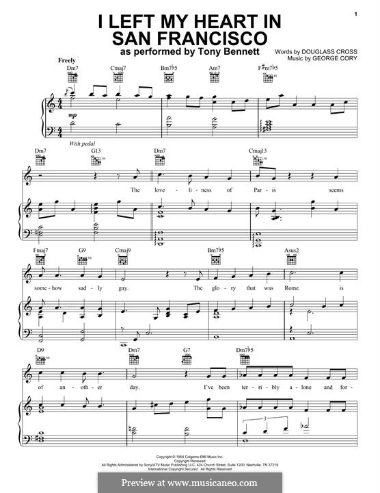 I Left My Heart in San Francisco: Для голоса и фортепиано (Tony Bennett) by George Cory