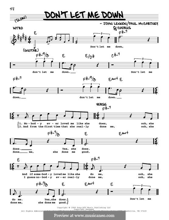 Don't Let Me Down (The Beatles): Melody line (jazz version) by John Lennon, Paul McCartney