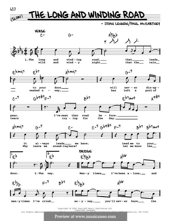 The Long and Winding Road (The Beatles): Melody line (jazz version) by John Lennon, Paul McCartney