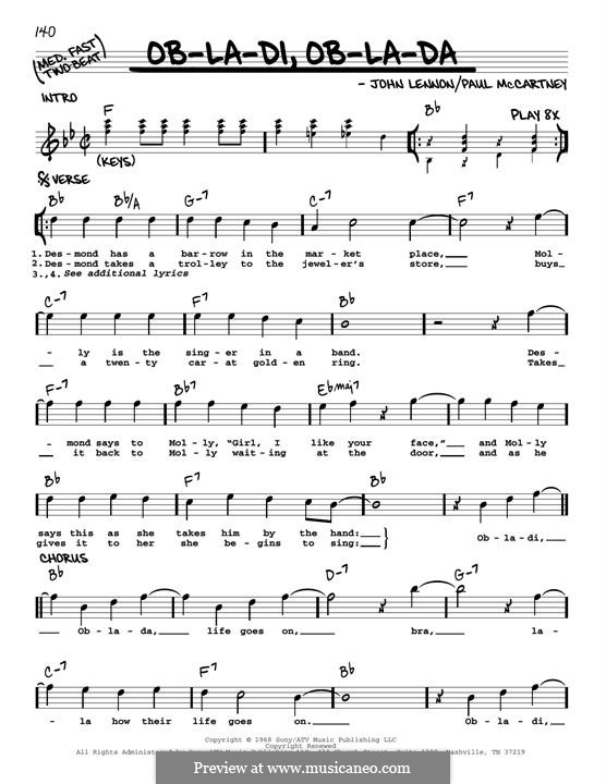 Vocal version: Melody line (jazz version) by John Lennon, Paul McCartney
