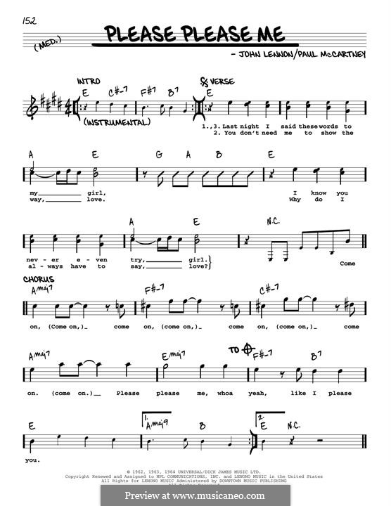 Please Please Me (The Beatles): Melody line (jazz version) by John Lennon, Paul McCartney