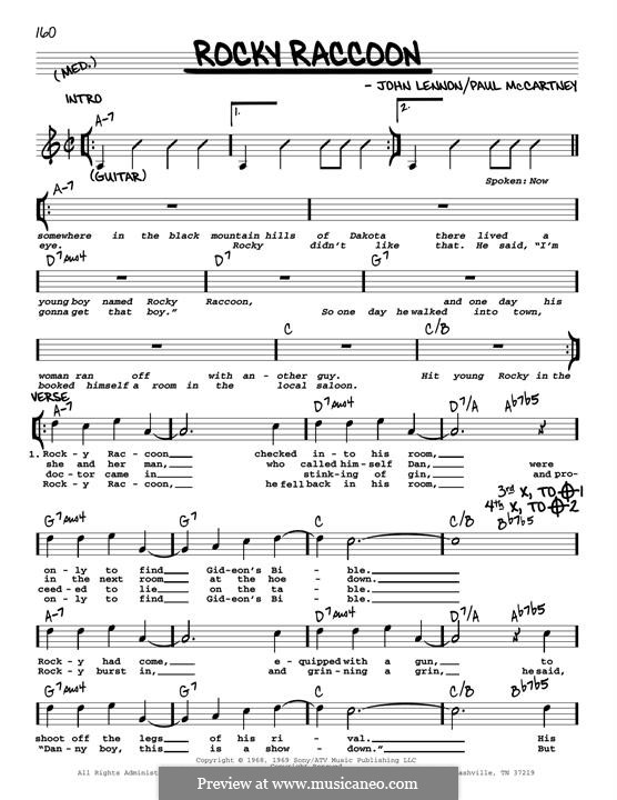 Rocky Raccoon (The Beatles): Melody line (jazz version) by John Lennon, Paul McCartney