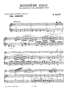 Соло No.12 для кларнета и фортепиано: Соло No.12 для кларнета и фортепиано by Гиацинт Элеонор Клозе