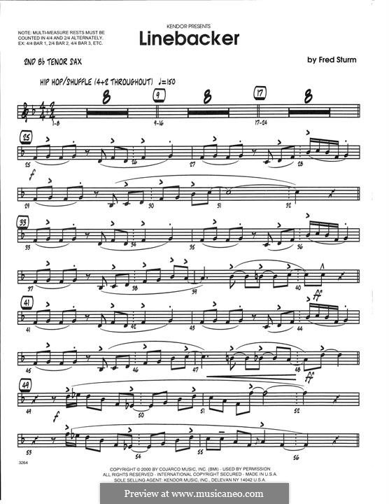 Linebacker: 2nd Bb Tenor Saxophone part by Fred Sturm