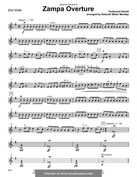 Цампа, или Мраморная невеста: Overture, for strings – 2nd Violin part by Фердинанд Герольд