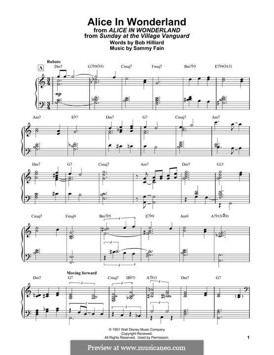 Alice in Wonderland (Bill Evans): Для фортепиано (легкий уровень) by Bob Hilliard, Sammy Fain