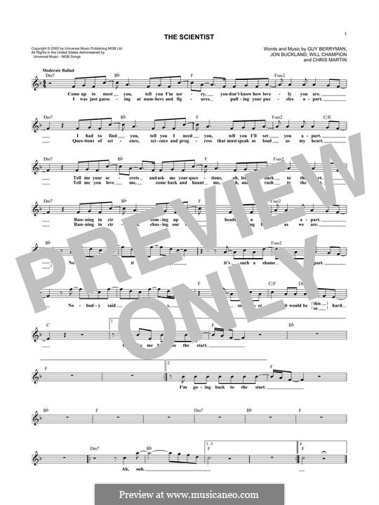 The Scientist (Coldplay): Для клавишного инструмента by Chris Martin, Guy Berryman, Jonny Buckland, Will Champion