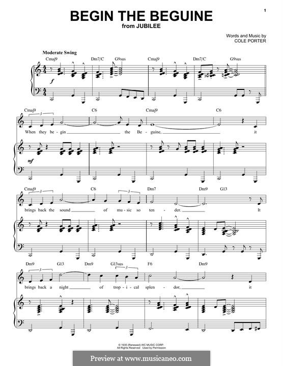 Begin the Beguine: For voice and piano (jazz version) by Кол Портер