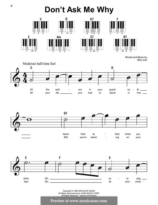 Don't Ask Me Why: Для фортепиано (легкий уровень) by Billy Joel