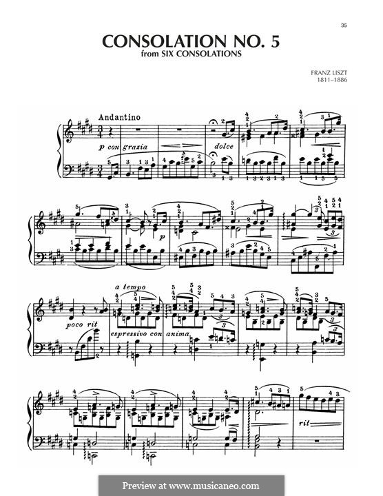 Утешения, S.172: No.5 in E Major by Франц Лист