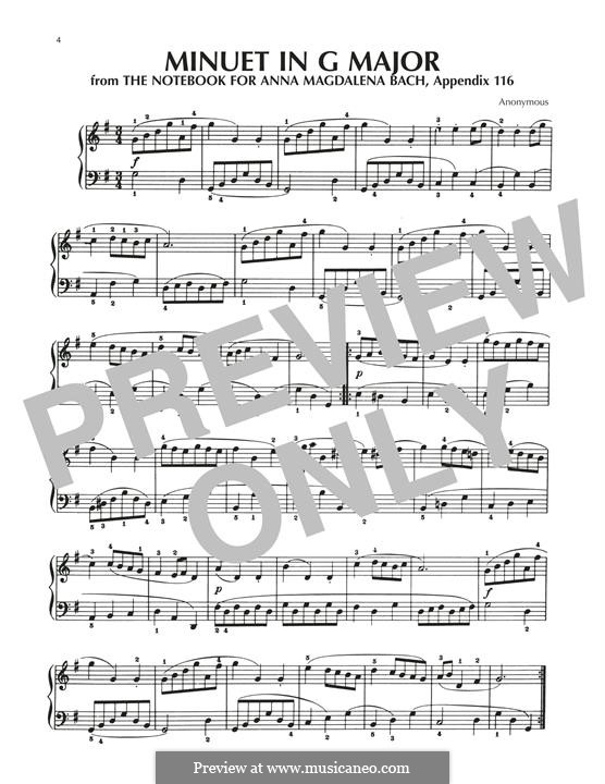 No.7 Менуэт соль мажор, BWV Anh.116: Для фортепиано by Иоганн Себастьян Бах