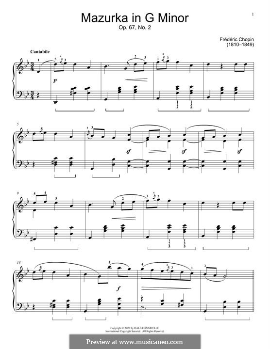 Мазурки, Op. posth.67: No.2 in G Minor by Фредерик Шопен
