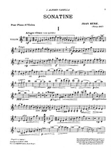 Сонатина для скрипки и фортепиано соль мажор: Партитура, сольная партия by Жан Юре