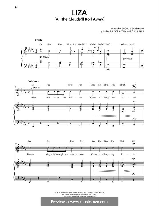 Liza (All the Clouds'll Roll Away): Для голоса и фортепиано by Джордж Гершвин