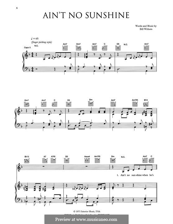 Ain't No Sunshine: Для голоса и фортепиано или гитары (Eva Cassidy) by Bill Withers
