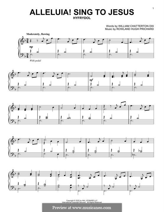 Alleluya, Sing to Jesus: Для фортепиано by Rowland Huw Prichard