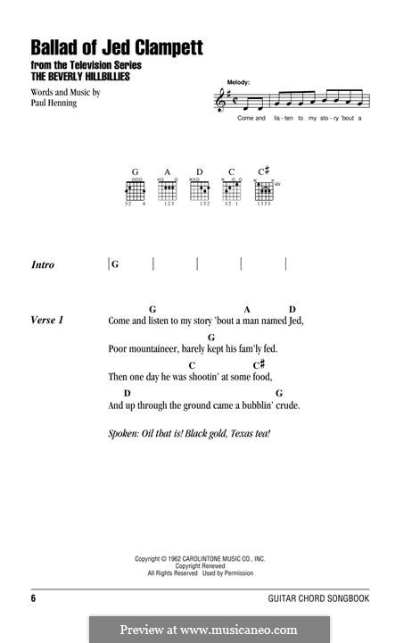 Ballad of Jed Clampett (from The Beverly Hillbillies): Для гитары by Paul Henning