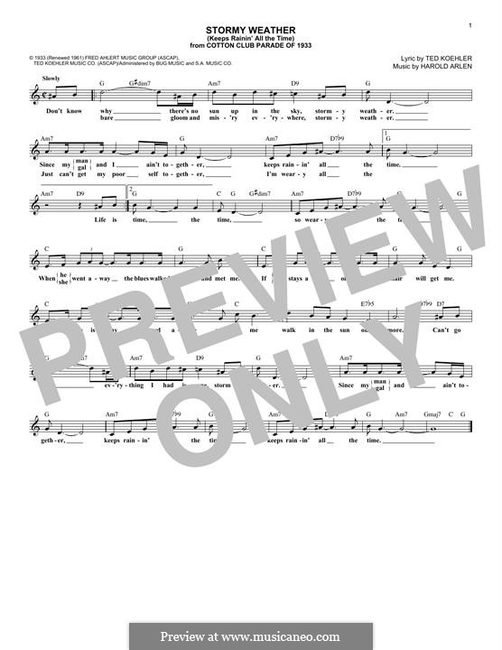 Stormy Weather (Lena Horne): Для клавишного инструмента by Harold Arlen