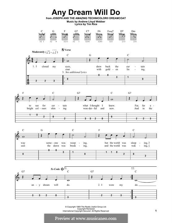 Any Dream Will Do: Для гитары by Andrew Lloyd Webber