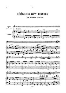 Струнный квартет фа мажор, Hob.III/17 Op.3 No.5: Часть II, для скрипки (или флейты, или виолончели) и фортепиано by Йозеф Гайдн