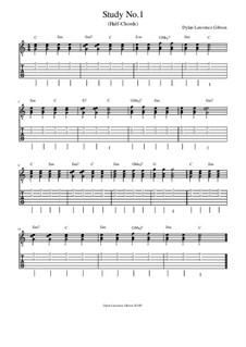 Study No.1 (Left-Handed Guitar Chord Chart): Study No.1 (Left-Handed Guitar Chord Chart) by Dylan Lawrence Gibson