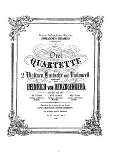 Струнный квартет No.1 соль минор, Op.42: Партии by Генрих фон Герцогенберг