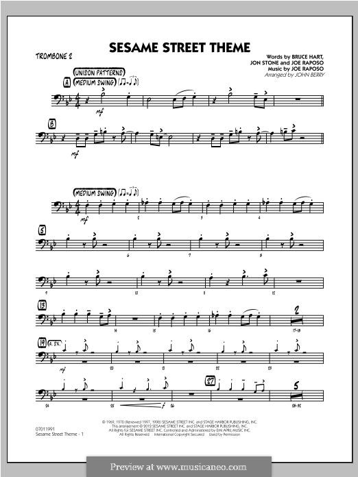 Sesame Street Theme: Trombone 2 part by Joe Raposo