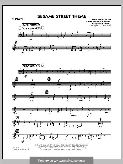 Sesame Street Theme: Bb Clarinet 1 part by Joe Raposo