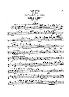 Соната для скрипки и фортепиано No.4 соль мажор, Op.102: Сольная партия by Ханс Хубер