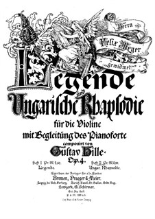 Венгерская рапсодия для скрипки и фортепиано, Op.4 No.2: Партитура by Gustav Hille