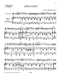 Гавот для виолончели и фортепиано (или арфы), Op.2 No.2: Партитура by Hermann Hopf