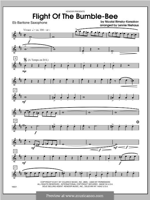 Полет шмеля: For saxophones - Baritone Sax part by Николай Римский-Корсаков