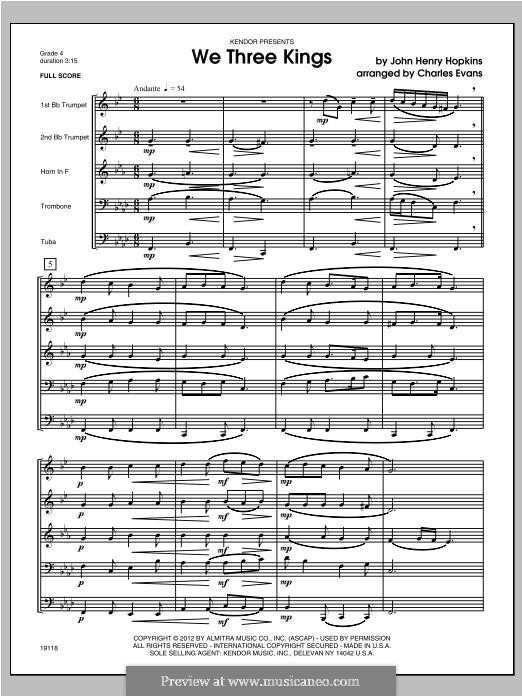 Brass Quintet version: Партитура by John H. Hopkins Jr.