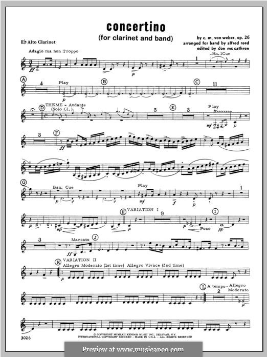 Концертино для кларнета с оркестром, J.109 Op.26: Партия кларнета by Карл Мария фон Вебер