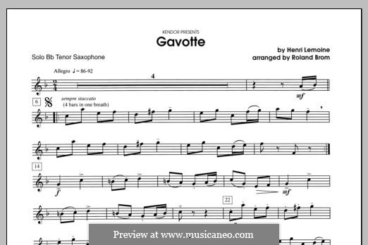 Gavotte: For tenor saxophone and piano – tenor sax part by Анри Лемуан