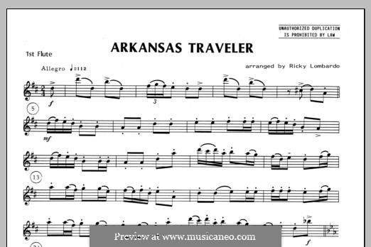 Arkansas Traveler: For trio flutes – Flute 1 part by folklore