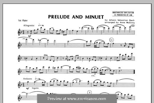 Prelude and Minuet: Flute 1 part by Иоганн Себастьян Бах