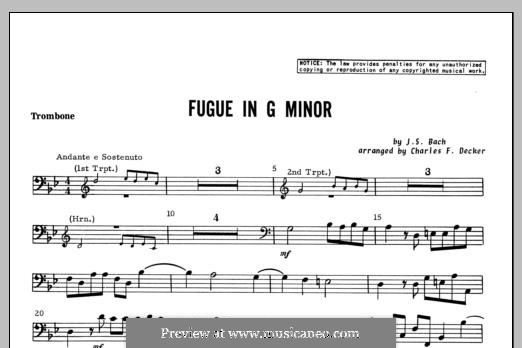 Fugue in G minor: Партия тромбона by Иоганн Себастьян Бах