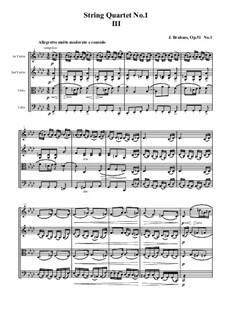 Струнный квартет No.1 до минор, Op.51: Часть III by Иоганнес Брамс