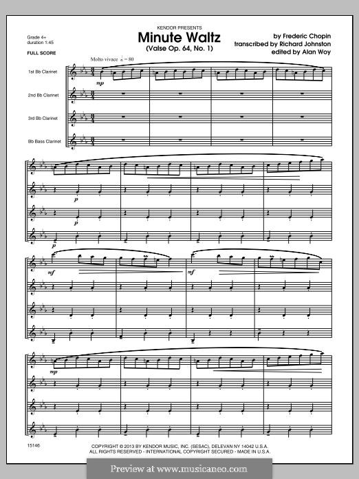 No.1 ре-бемоль мажор: For four clarinets - full score by Фредерик Шопен
