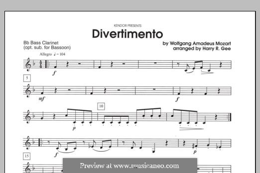 Divertimento: Bb Bass Clarinet part by Вольфганг Амадей Моцарт