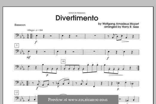 Divertimento: Партия фагота by Вольфганг Амадей Моцарт