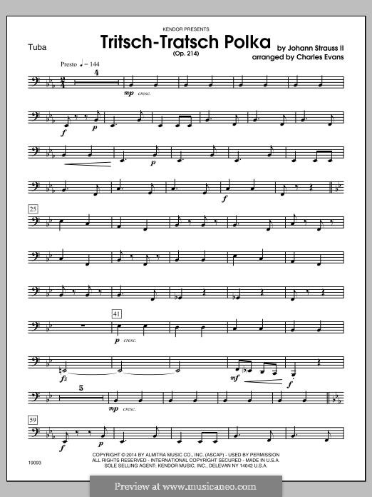 Трик-Трак. Полька, Op.214: For winds – Tuba part by Иоганн Штраус (младший)