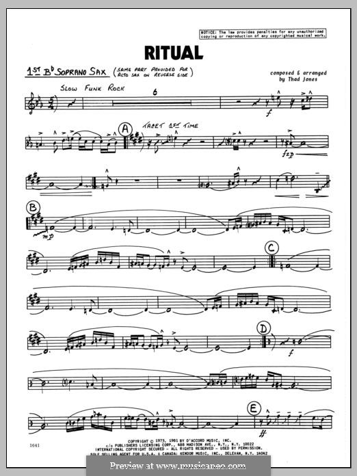 Ritual: Bb Soprano Sax part by Thad Jones