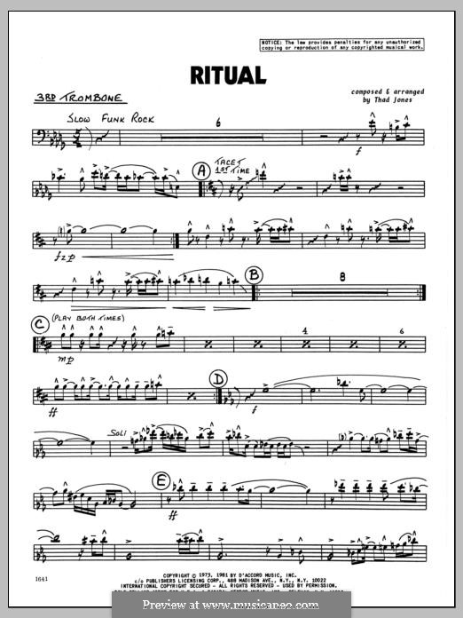 Ritual: 3rd Trombone part by Thad Jones